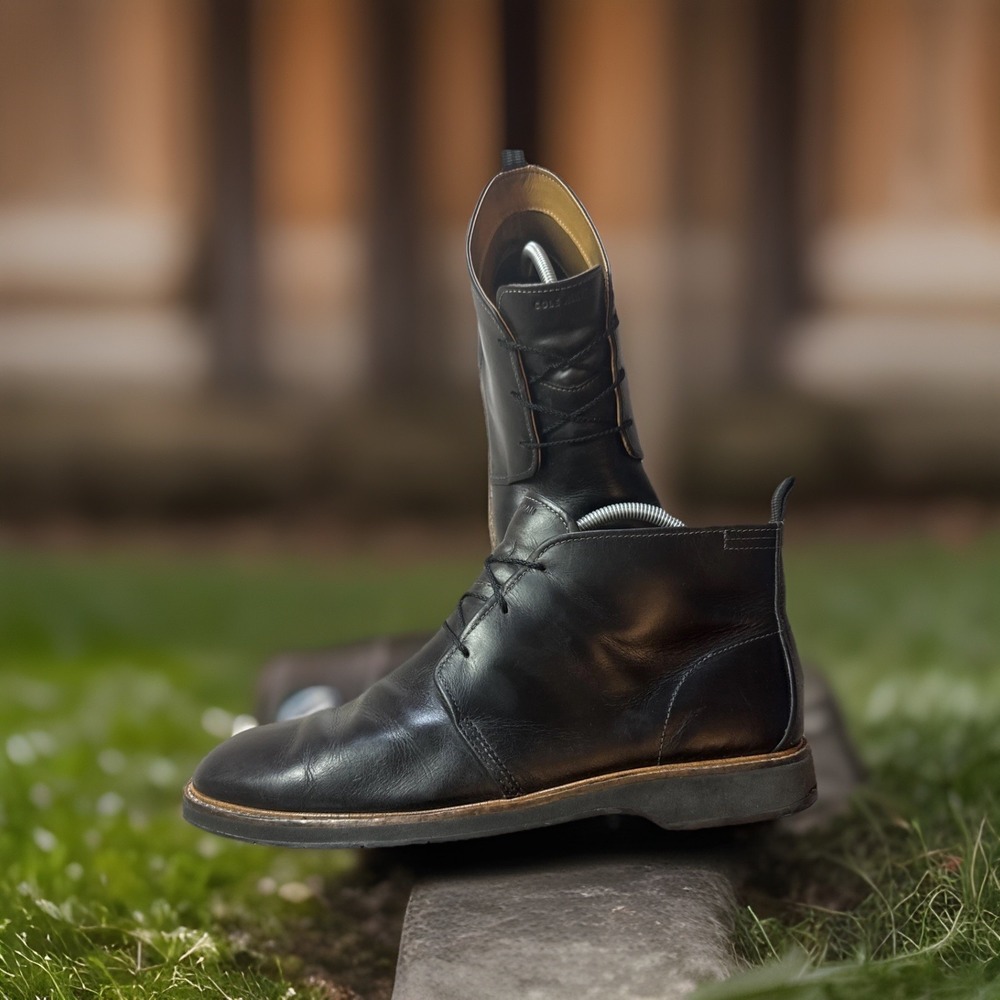Mens Cole Haan Boots Black Leather Chukka Ankle C31927 Men's 13 M